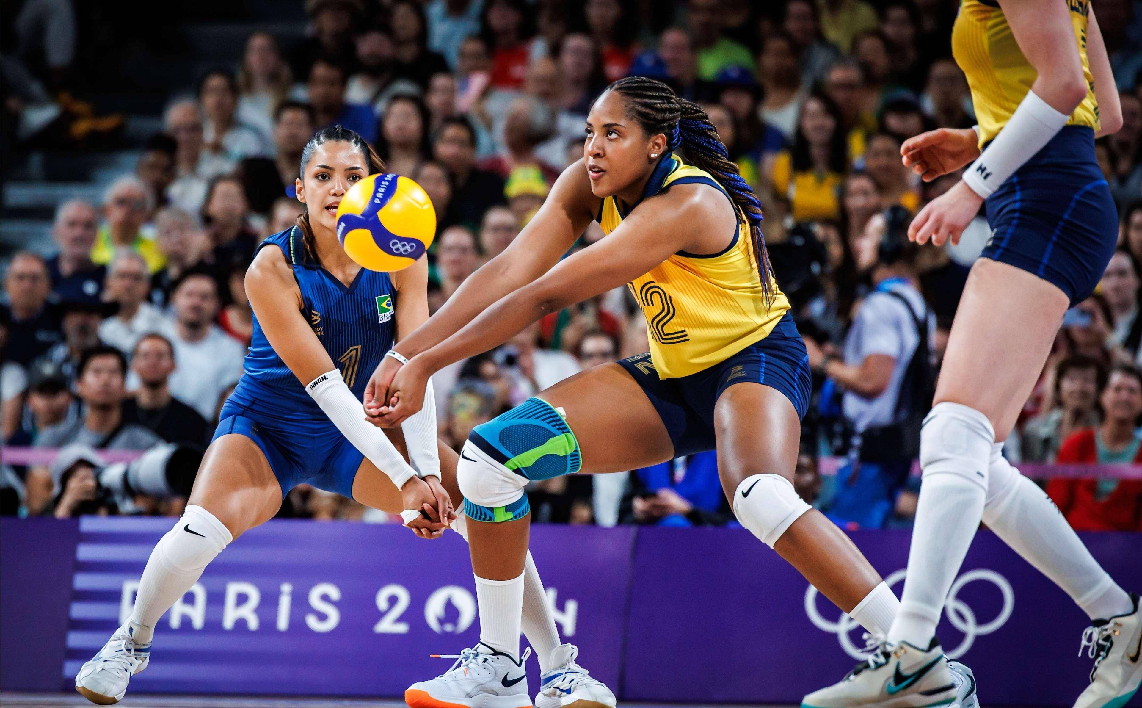 巴西选手在排球比赛中取得胜利 巴西选手在排球比赛中取得胜利